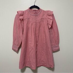 Morley Toddler Striped Prairie Pink Cotton Ruffle Cottage Core Dress Size 8